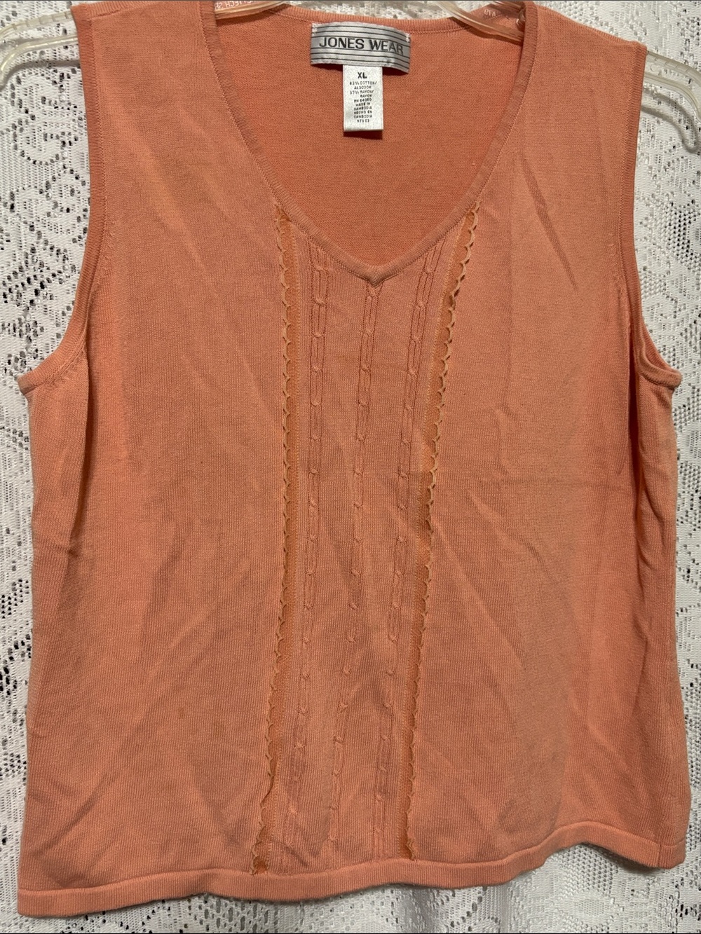Jones Wear Peach Knit V-Neck Tank Top size XL